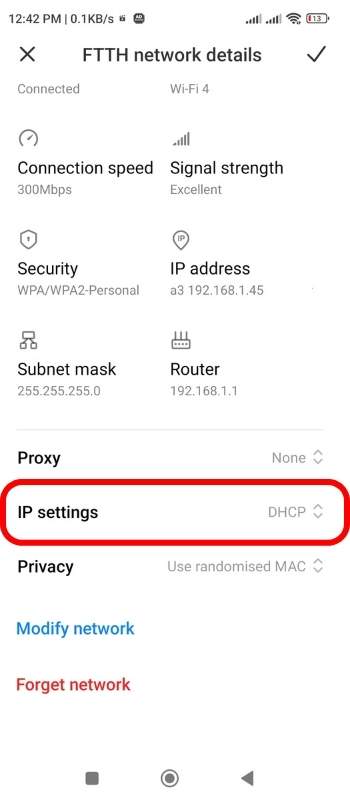 IP settings